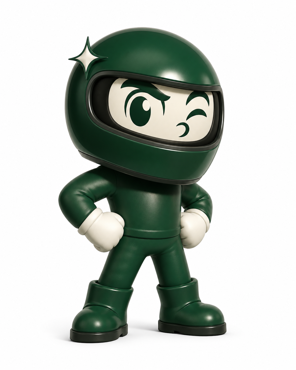 Personaje de CuidaTuCasco con casco verde